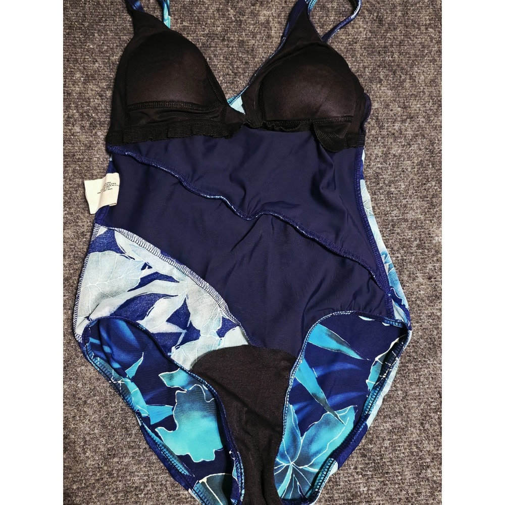 Miraclesuit Blue Hibiscus Floral One Piece Swimsuit 59288H Blue Size 10 - Picture 6 of 7